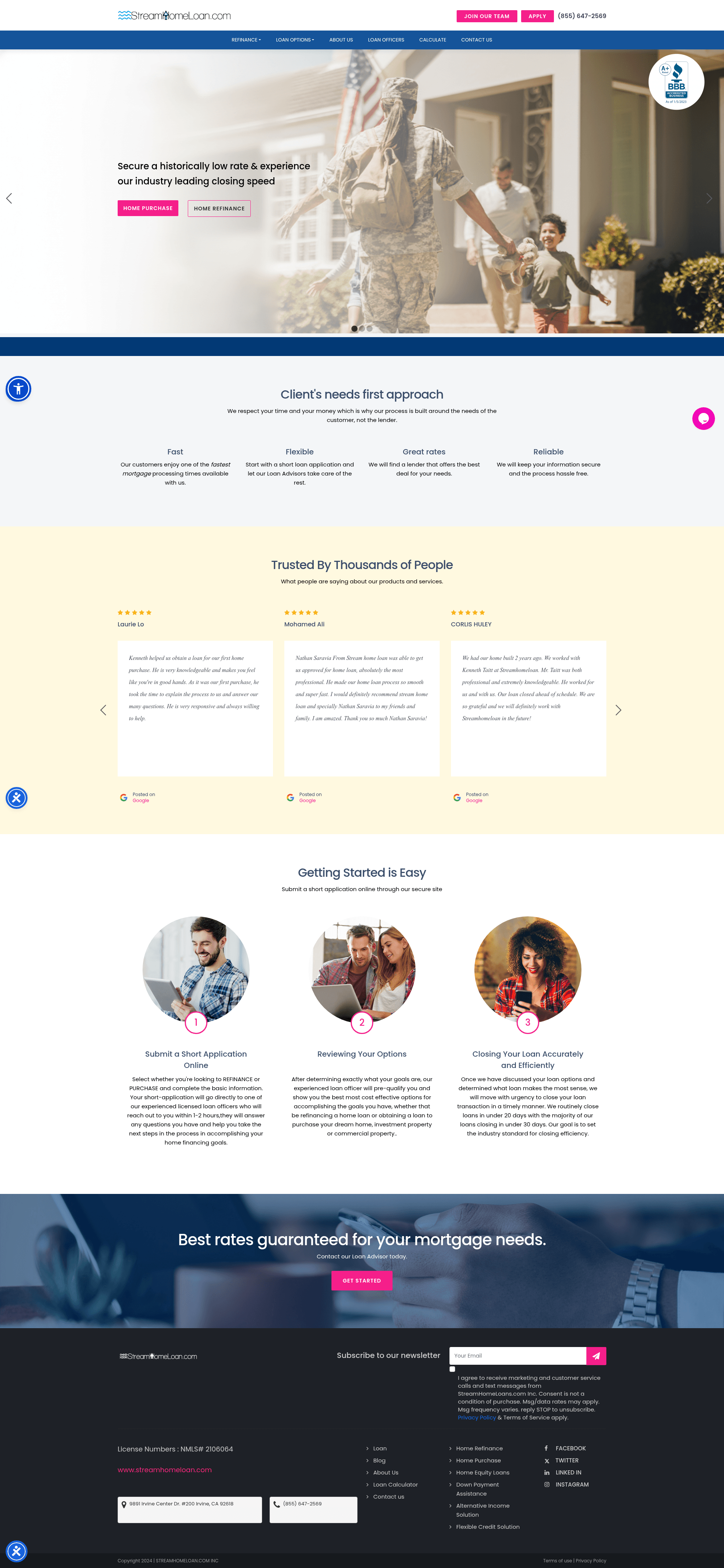 Stream Home Loans website